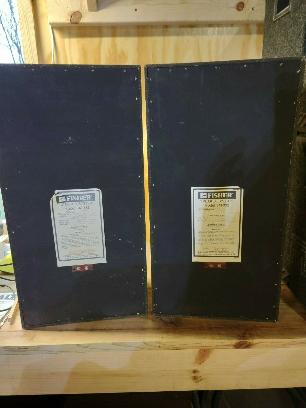 FISHER SM-332 3-WAY SPEAKER, 2 EACH, USED, IN GOOD CONDITION, SOLD AS IS.