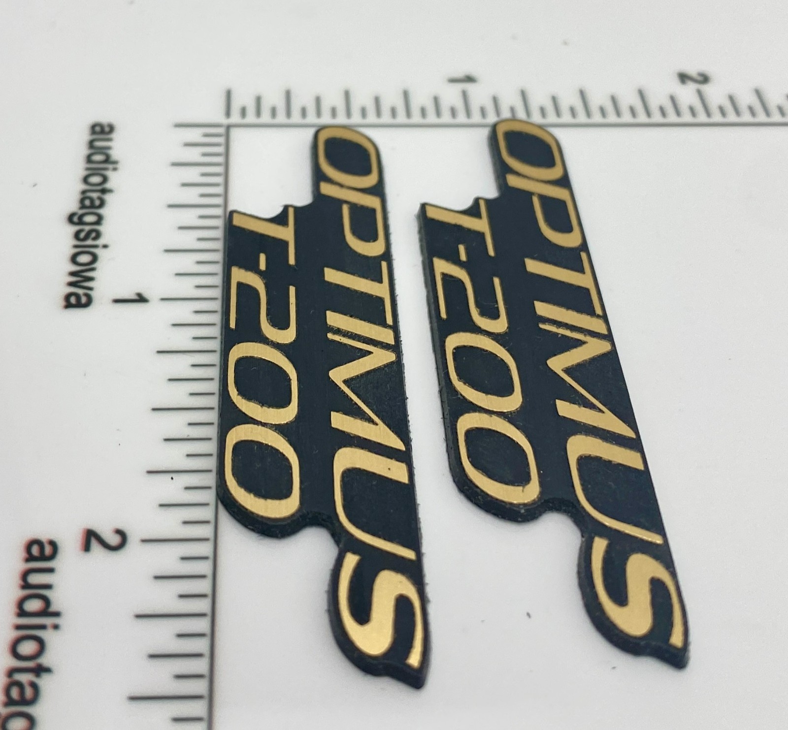 Optimus T-200 Realistic T200 Speaker Badge Logo Custom PAIR Incised Gold/Black