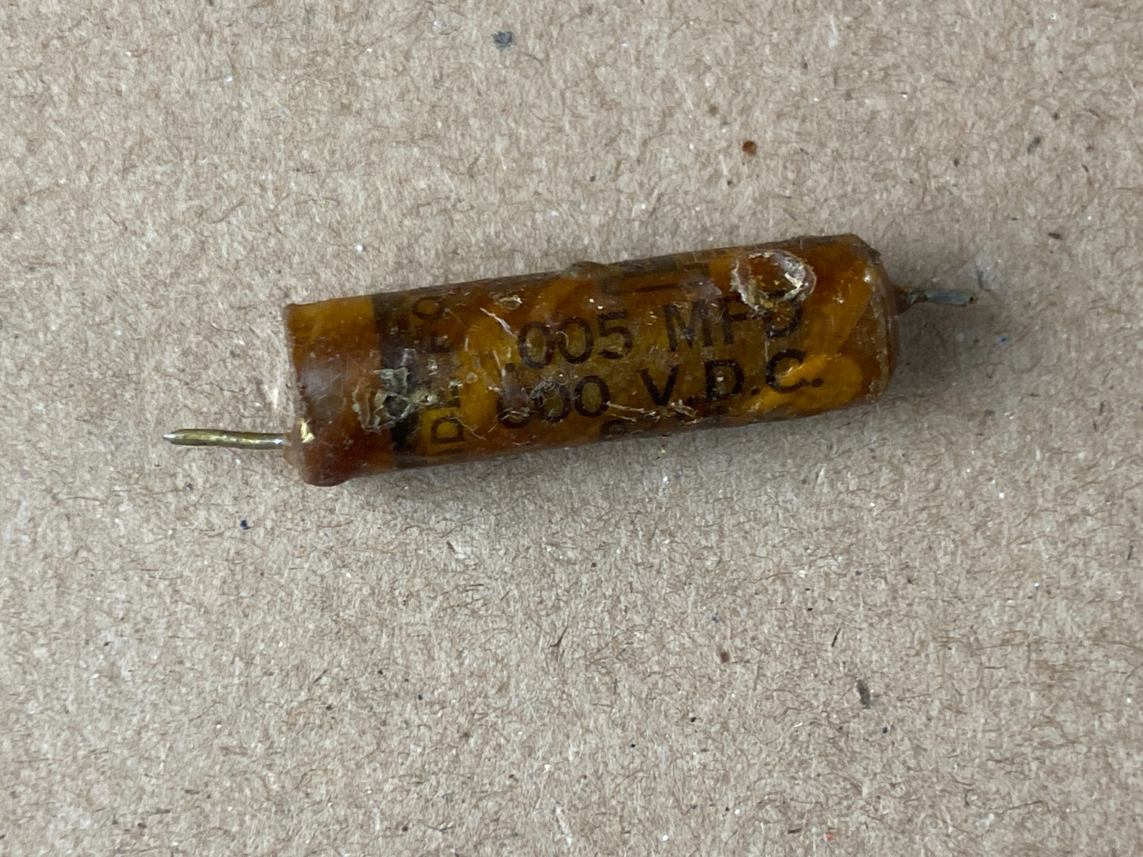 Vintage 1950s ICC Wax Capacitor .005 uf 600V Tone Cap