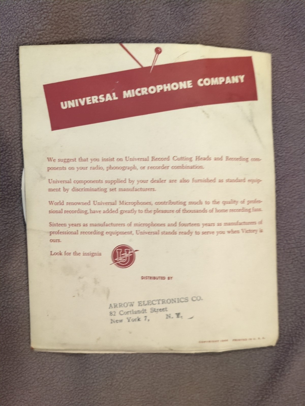 Vtg 1944 UNIVERSAL STROBOSCOPE – Universal Microphone Co.