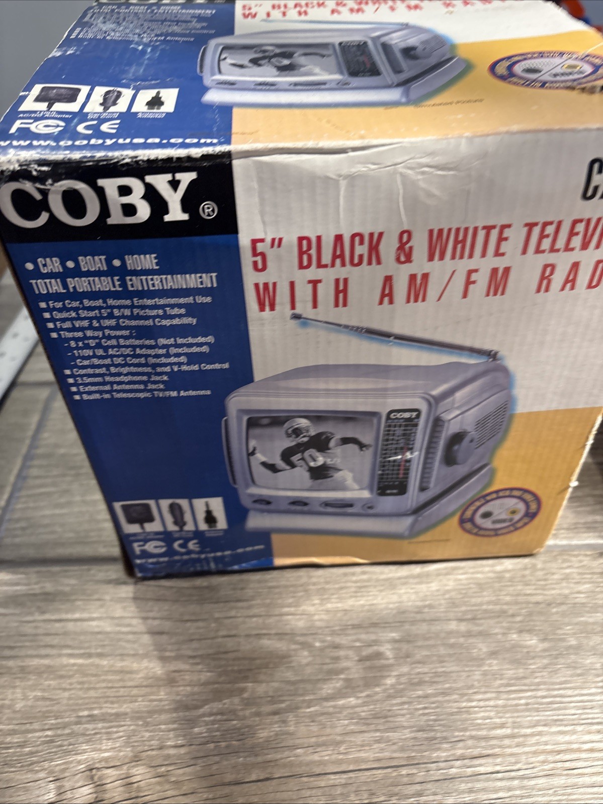 COBY CX-TV1 Portable 5″ Black & White Television w/ AM/FM Radio New Open Box