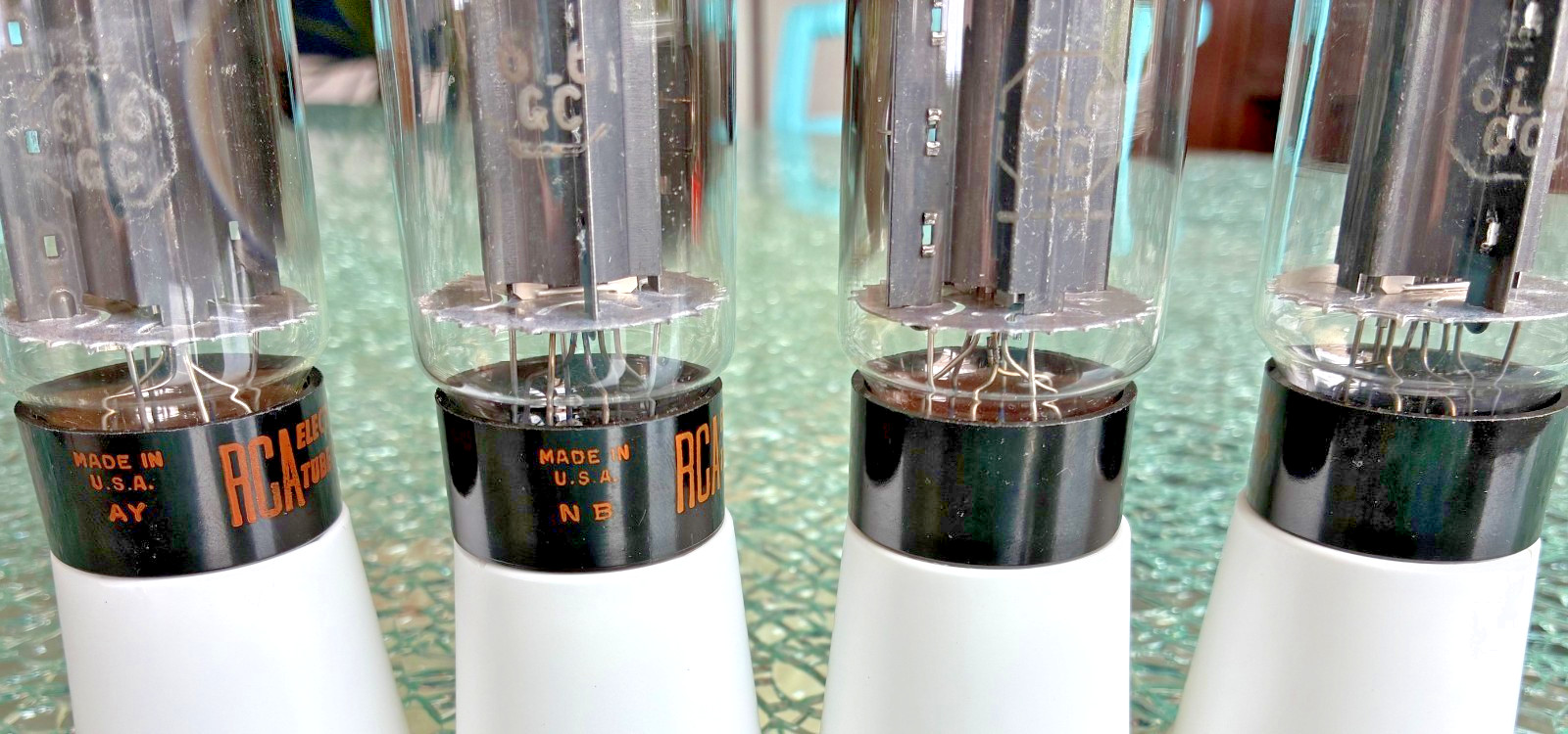 RCA 6L6GC – 100% MATCH – Quad Black Plates 1963, 1963, 1966, 1966, Grade A