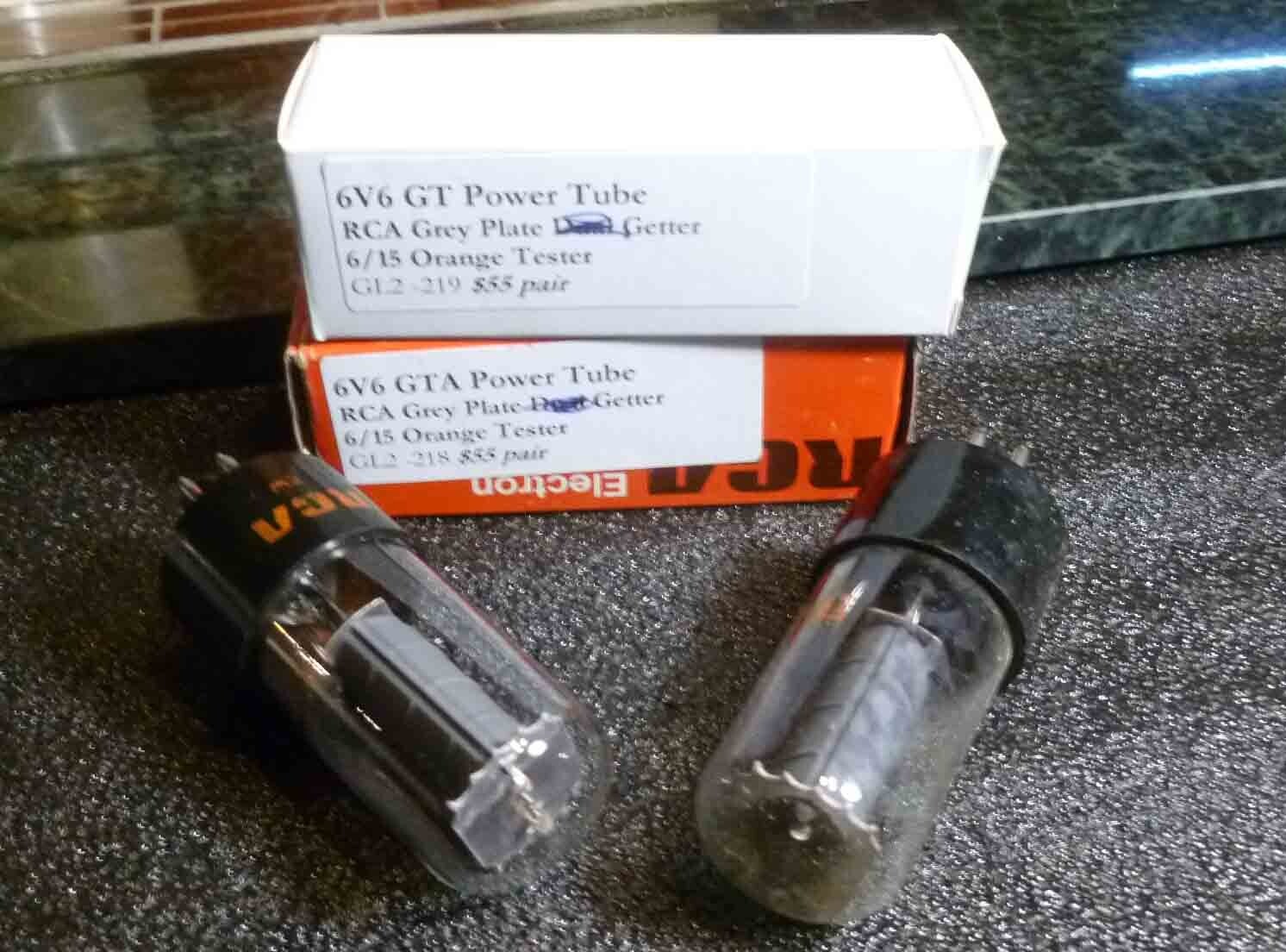 Pair RCA Grey Plate 6v6 GTA Power Tubes 6/15 on the Orange Tester