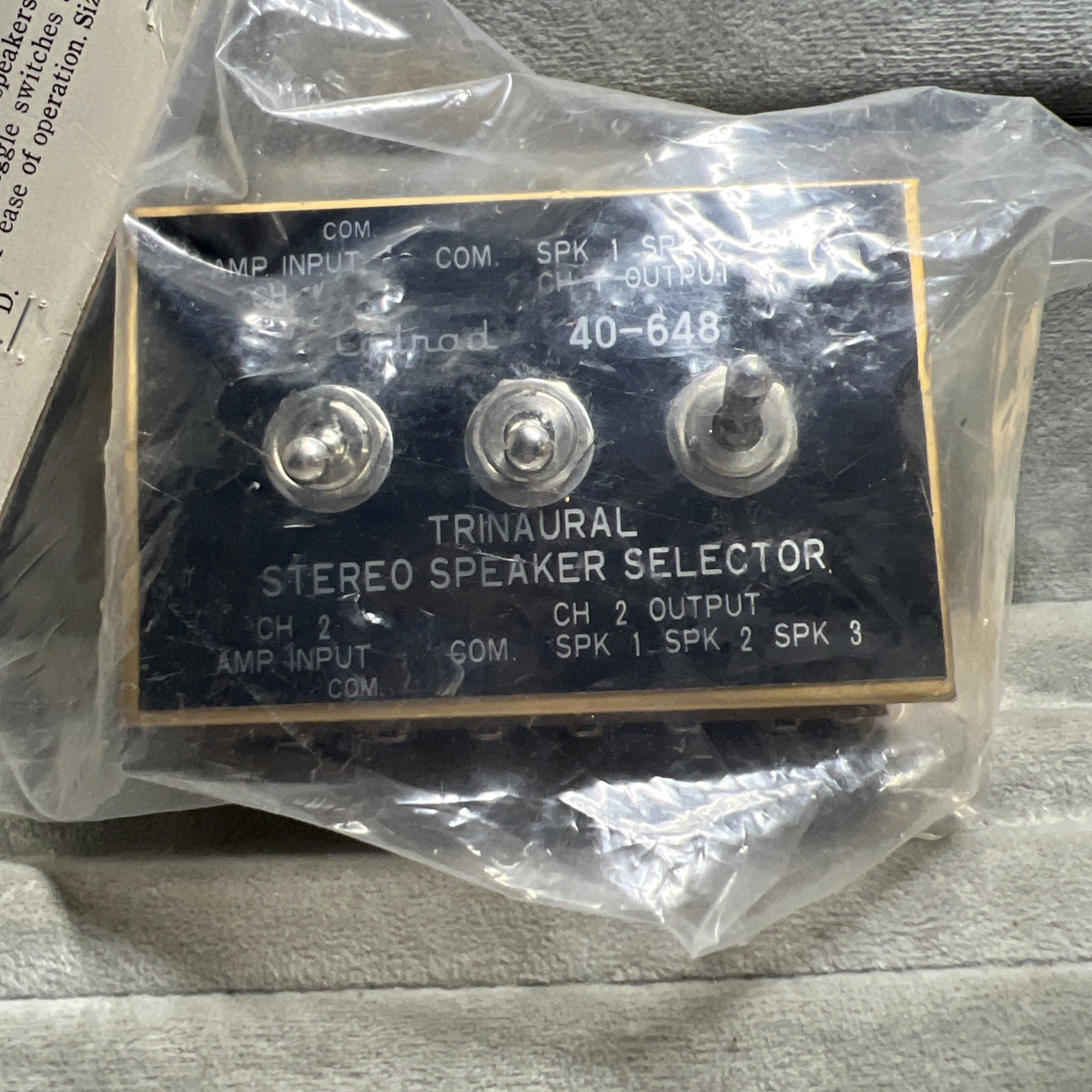 Vintage Calrad 40-468 SW-15 Trinaural Stereo Speaker 3-Way Selector Switch READ
