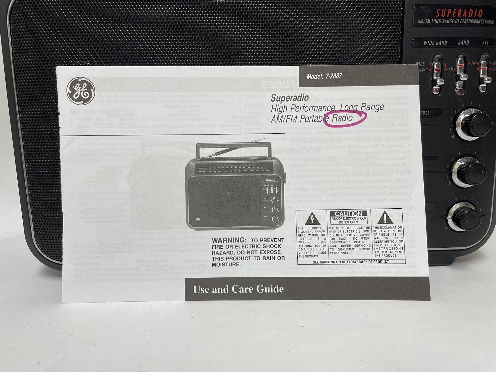 GE Superadio High Performance Long Range AM/FM Portable Radio *EUC* 7-2887A