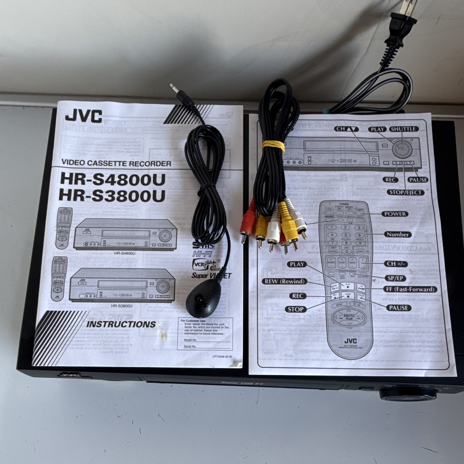 JVC HR-S4800U 4-Head Hi-Fi Super VHS ET S-VHS Video Cassette Recorder VCR