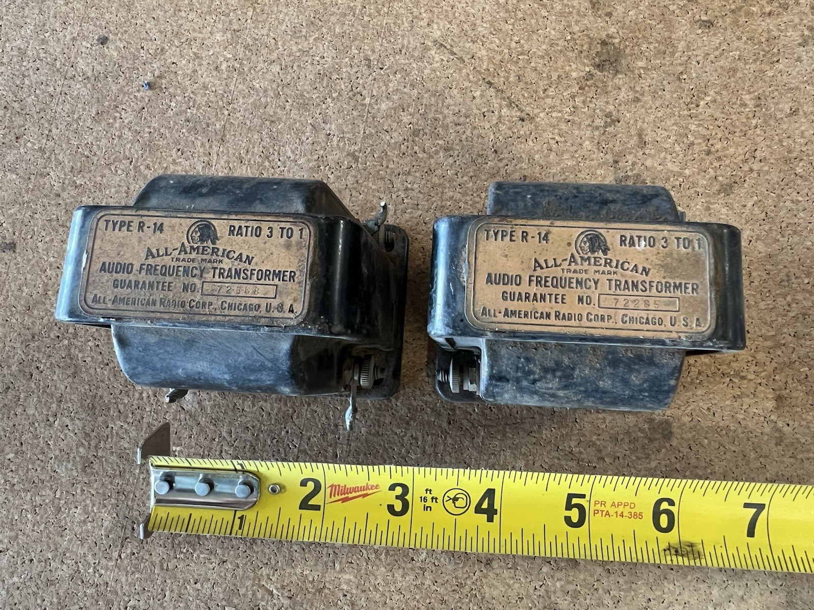 Pair of Antique All-American Audio Frequency Transformers Type R-14