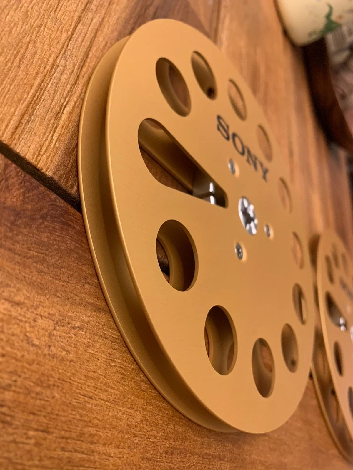 One pair gold TAPE REEL Sony 7″ inch Light Metal Aluminum Take Up Reel