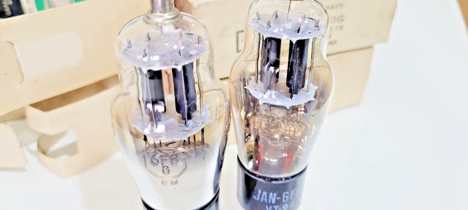 6F8G / 6F8 / VT99 JAN VACUUM TUBES MATCHED PAIR NATIONAL UNION Round Plate