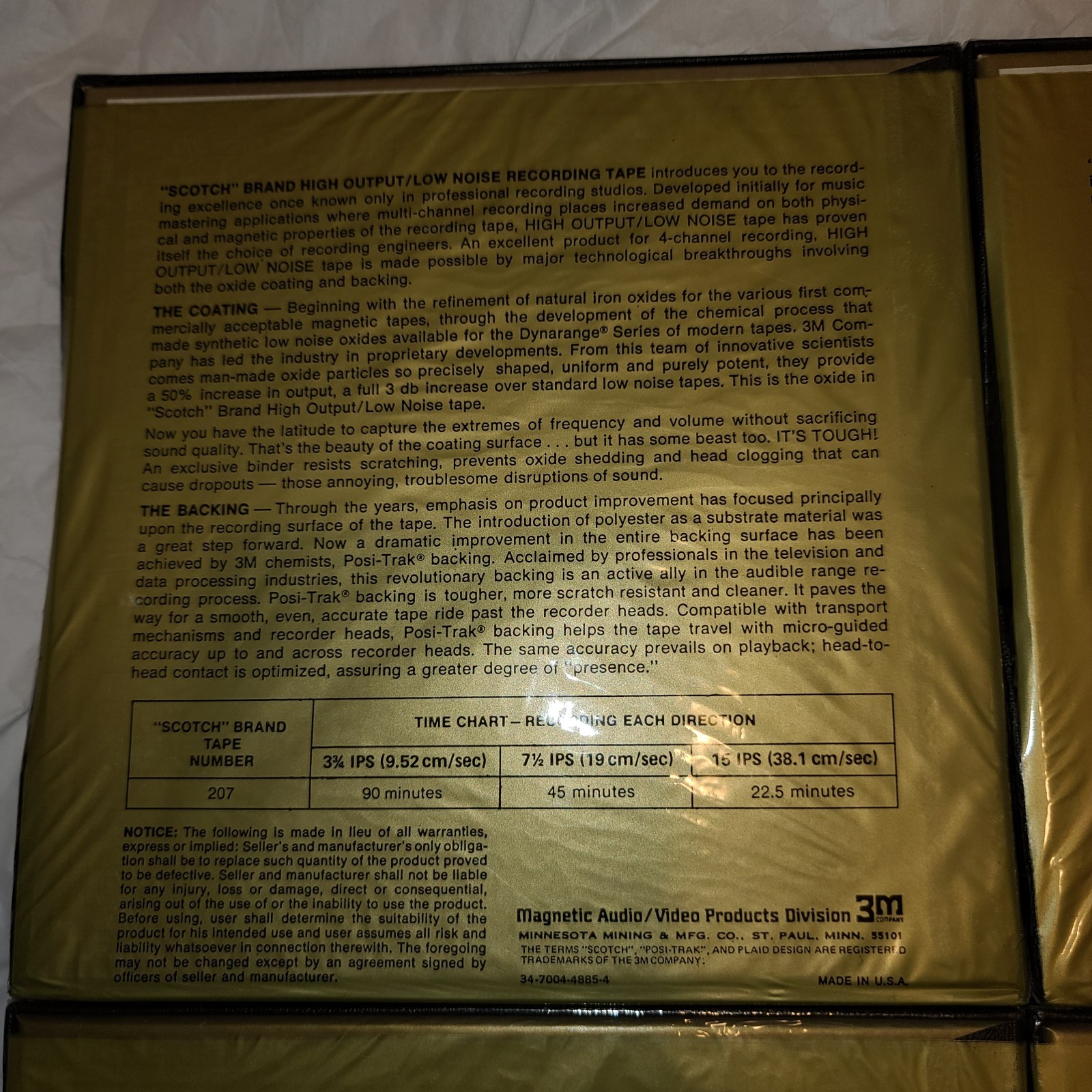 Scotch 3M Recording Tape 207 Lot Of 4 New Sealed 90 Min 7″ Reels Chipboard Vtg