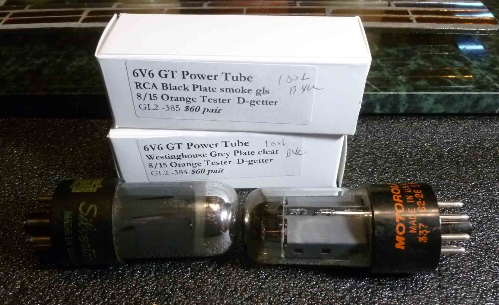 Matched Pair black and grey 6v6 GT Power Tubes Both test strong at 100+ each
