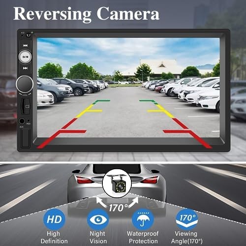 Nhopeew Double Din Bluetooth Car – 7 Inch Touch Screen Car Radio Mirror