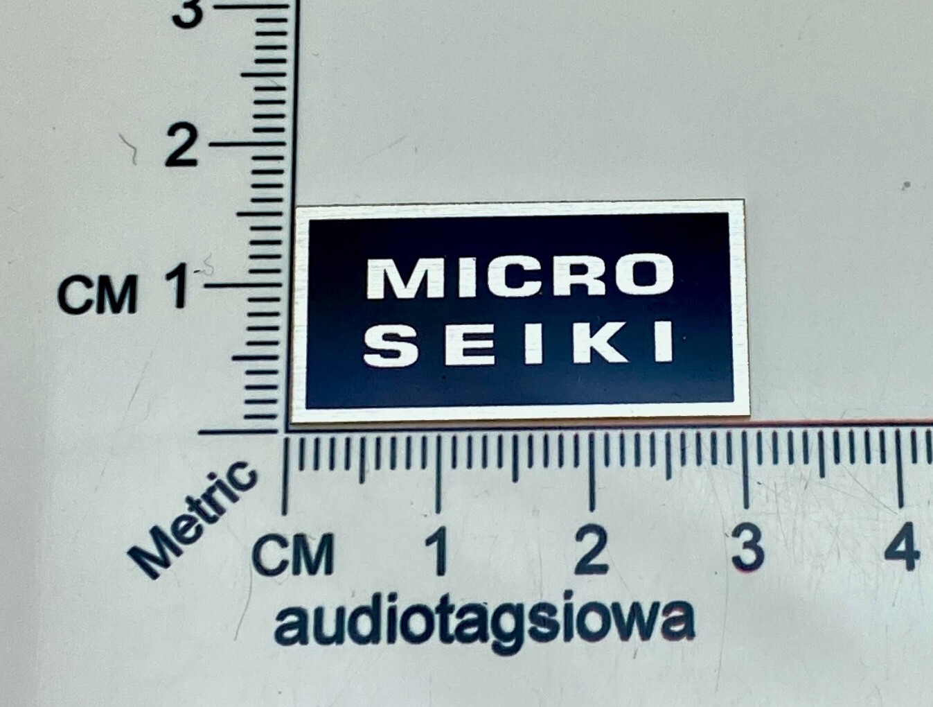 Micro Seiki Silver Logo Badge For Dust Cover Custom Made Metal 30mm x 15mm