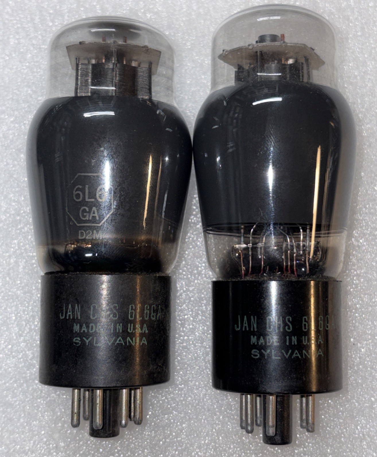 Matched Pair Sylvania JAN CHS 6L6GA Vacuum Tubes Amplitrex Tested NOS #17