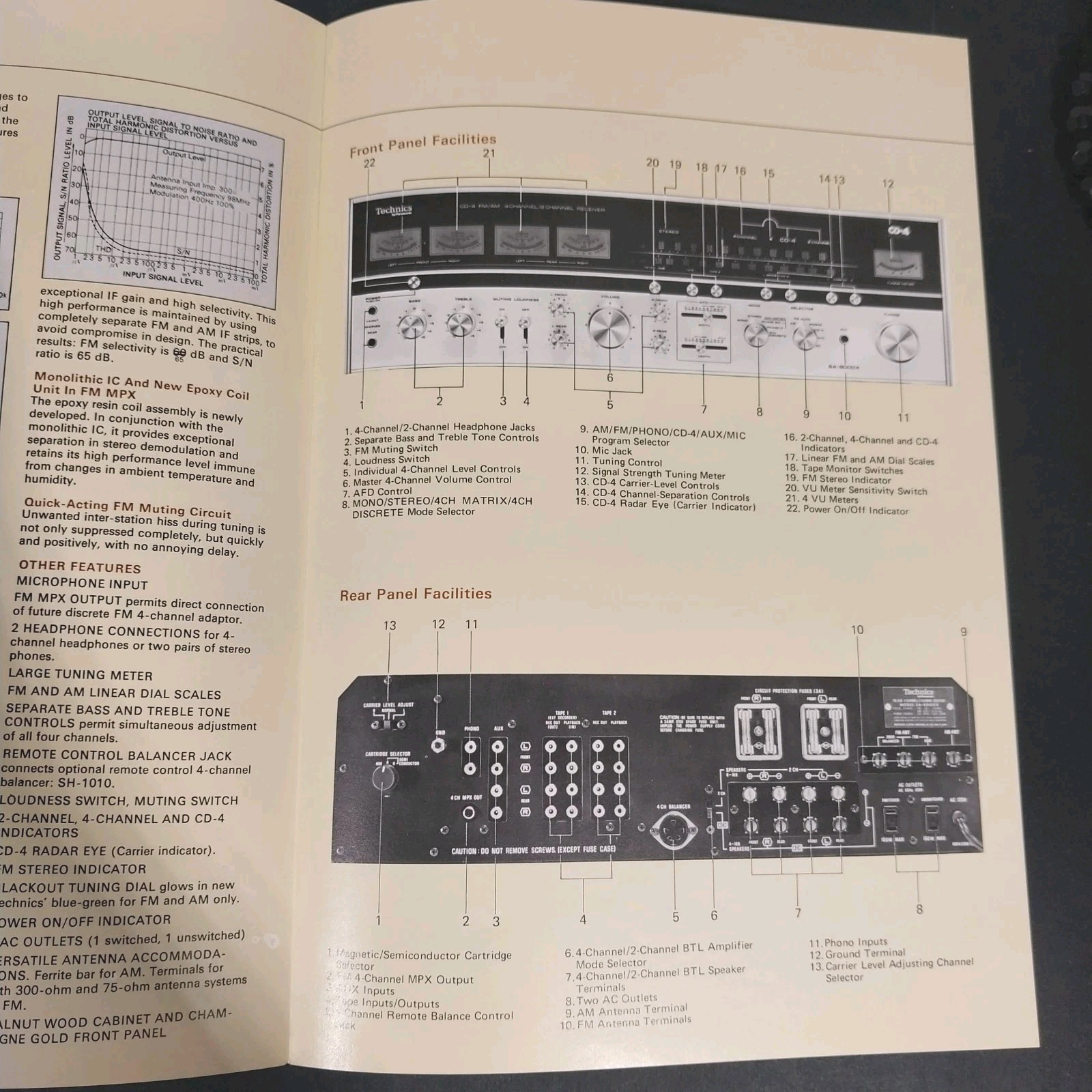 Vintage Technics SA-8000X Quadraphonic Receiver Dealer Brochure Manual 1974