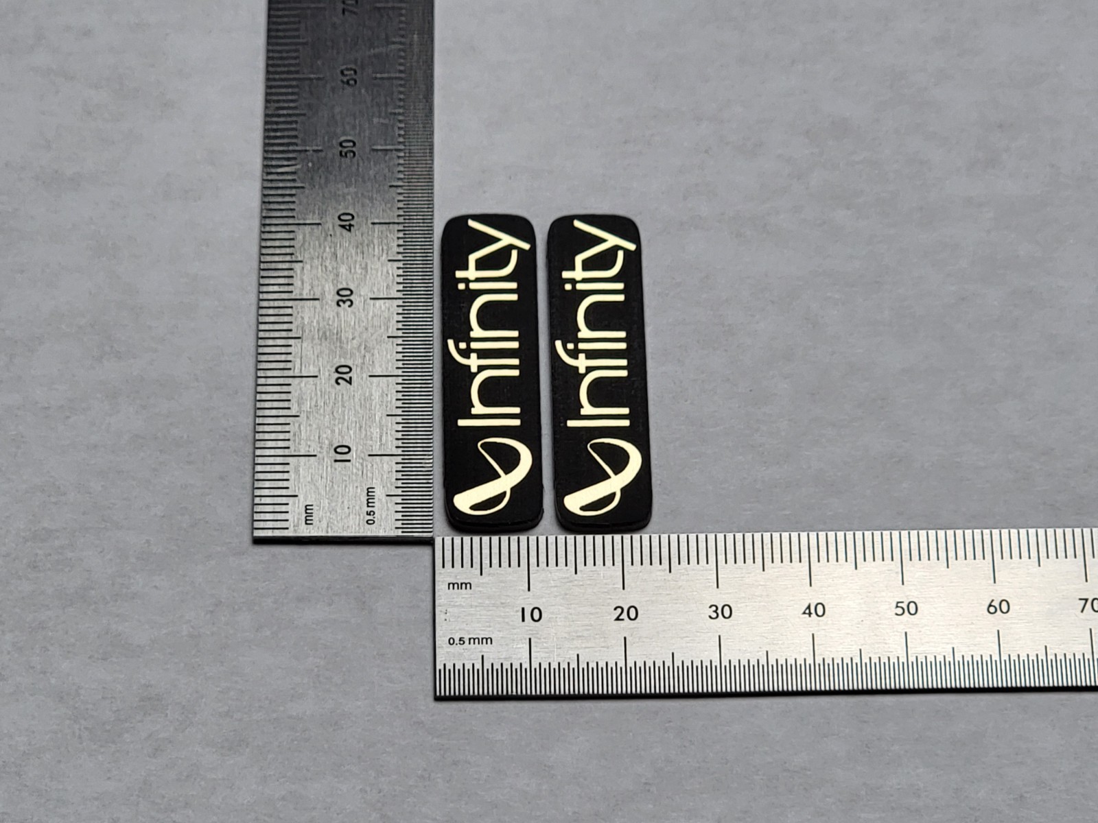 Infinity Reference Speaker Badge Emblem Logo Custom Made Pair – Brushed Gold