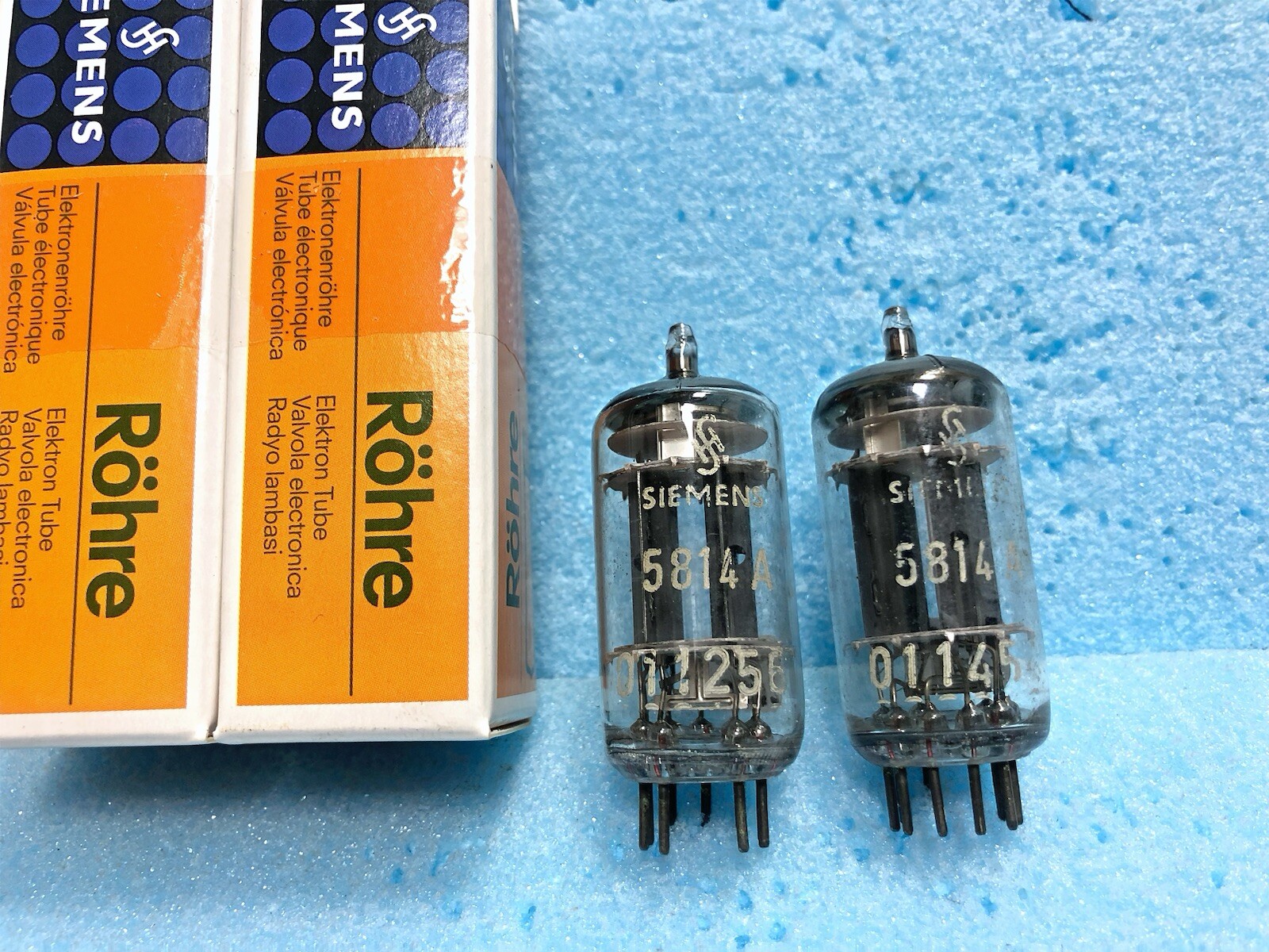Siemens 5814A 12au7 ecc802s e82cc Long Plate Triple Mica NOS NIB, One Pair