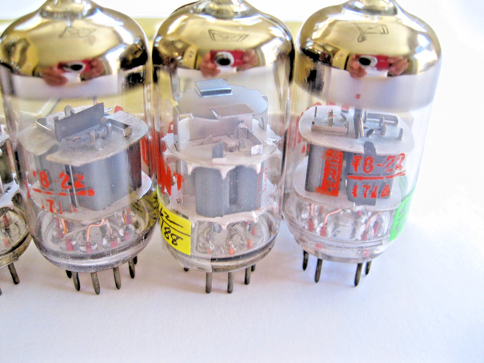 6 DUMONT 6DJ8/ECC88 VACUUM TUBES GRAY PLATE MATCHED DATE TV-7 TESTED READ.