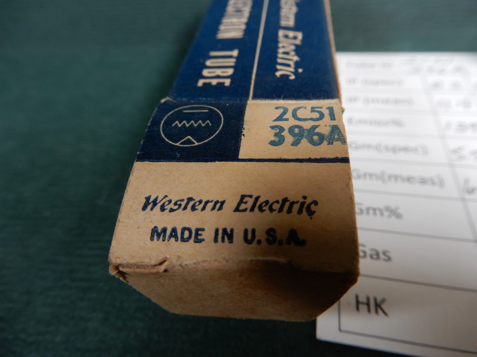 Western Electric 2C51 396A Vacuum Tube Amplitrex Tested 124/103% Gm