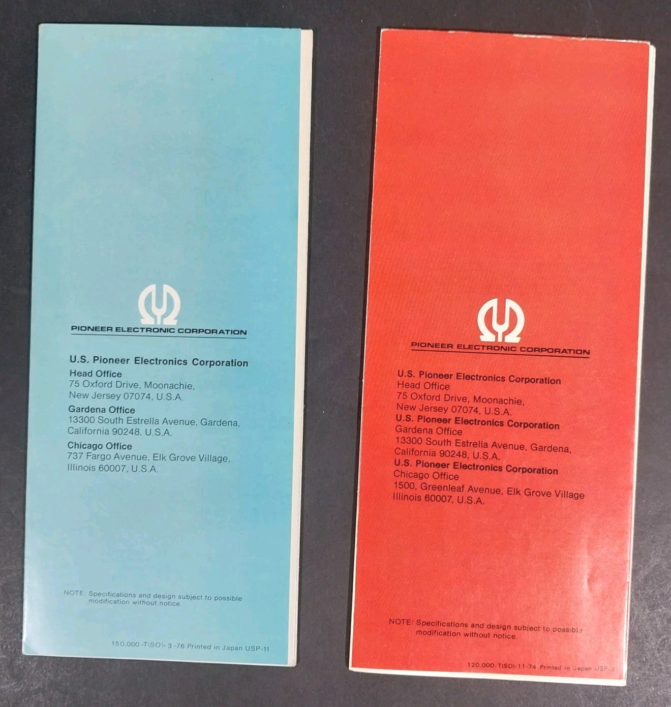 Pioneer Vintage Hi-Fi Catalog Lot 1974 & 1976 SX-1010 SPEC Burstein Applebee