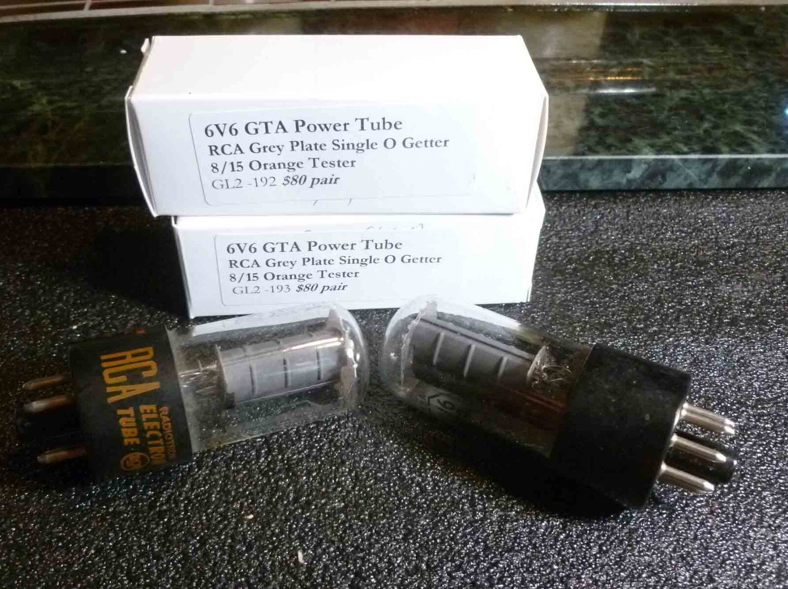 Pair RCA Grey Plate 6v6 GTA Power Tubes 8/15 on the Orange Tester