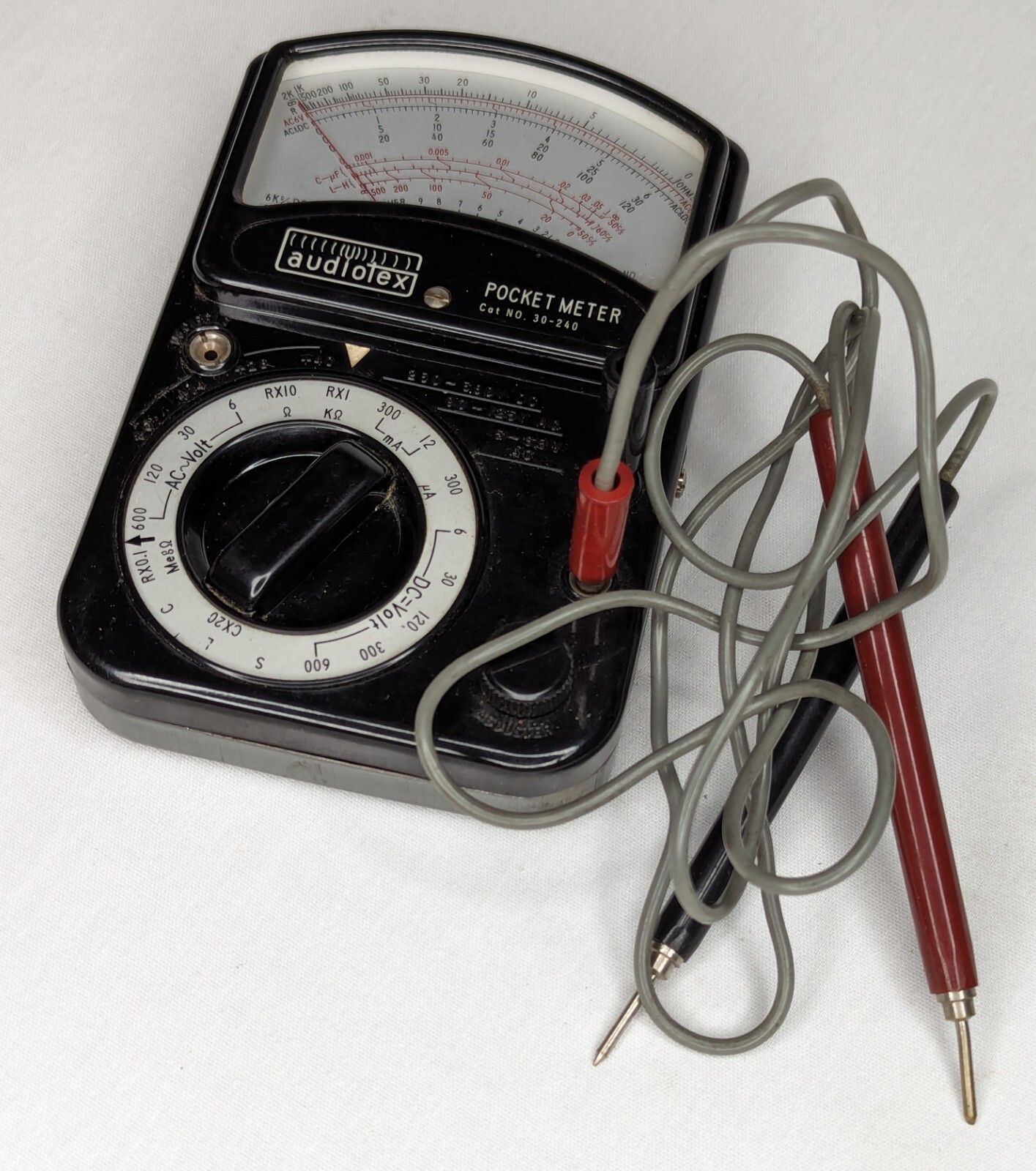 Vintage Audiotex All Purpose Test Pocket Meter 30-240 w/ Probes Japan – Untested