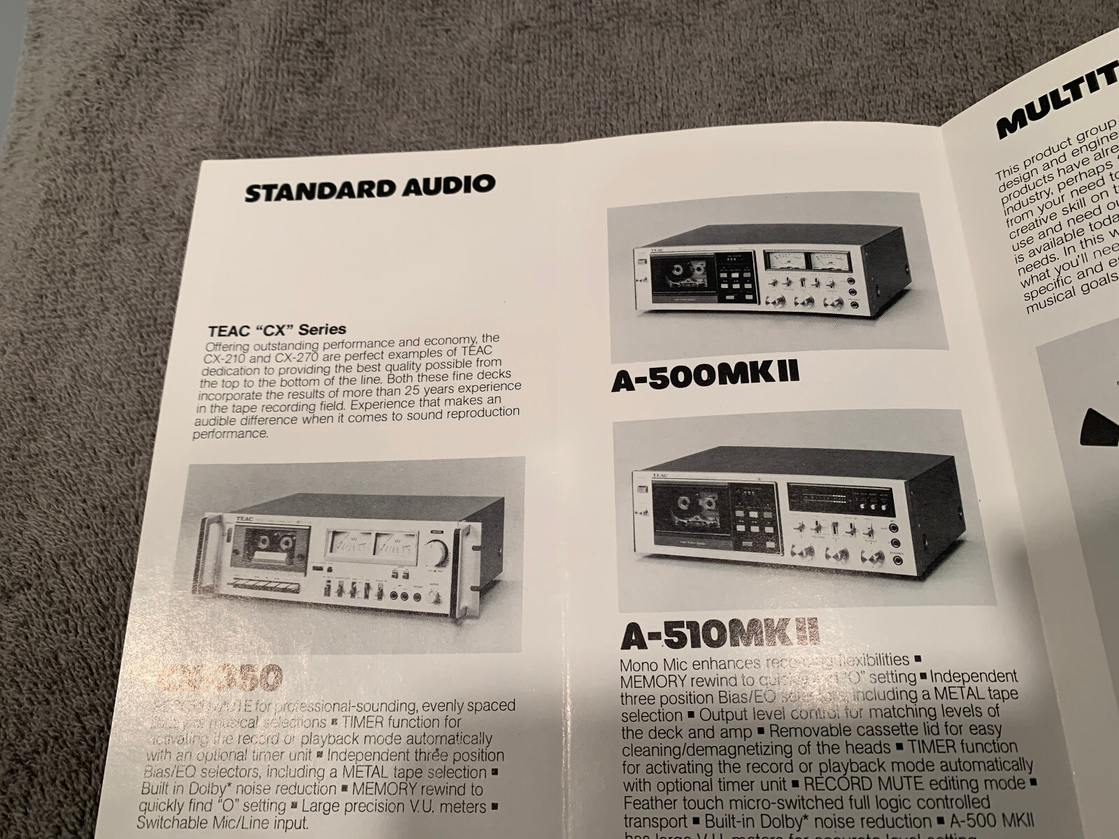 TEAC A-3440 3300SX Etc. Vintage Reel to Reel player Brochure