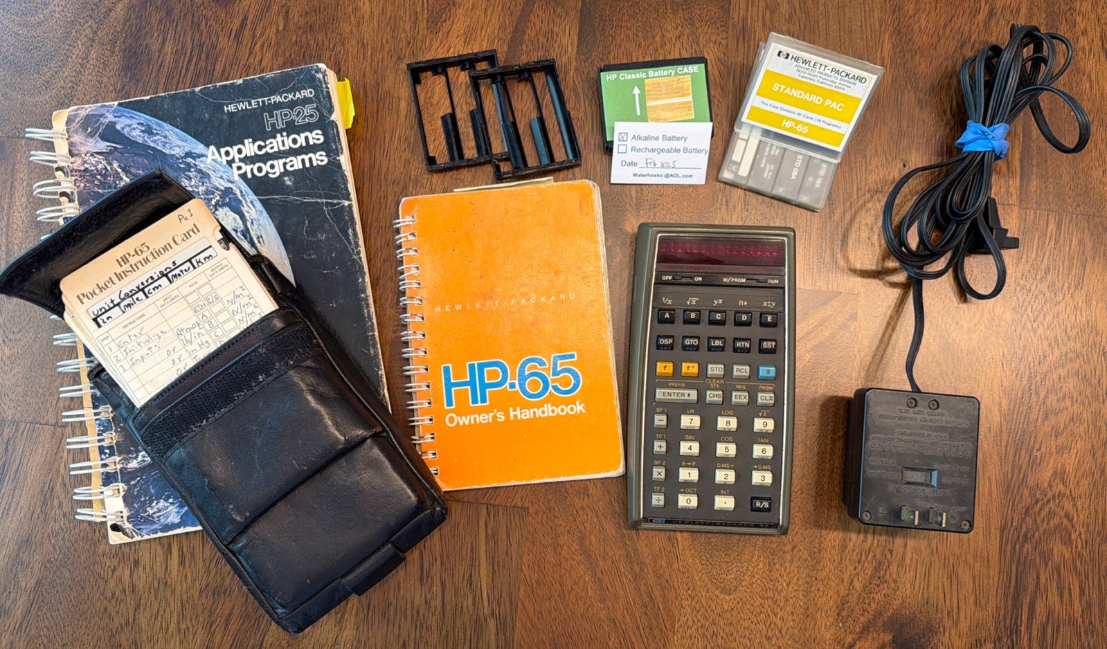 Vintage Hewlett Packard HP-65 Calculator, Case, Guide, Expansions, Power Supply