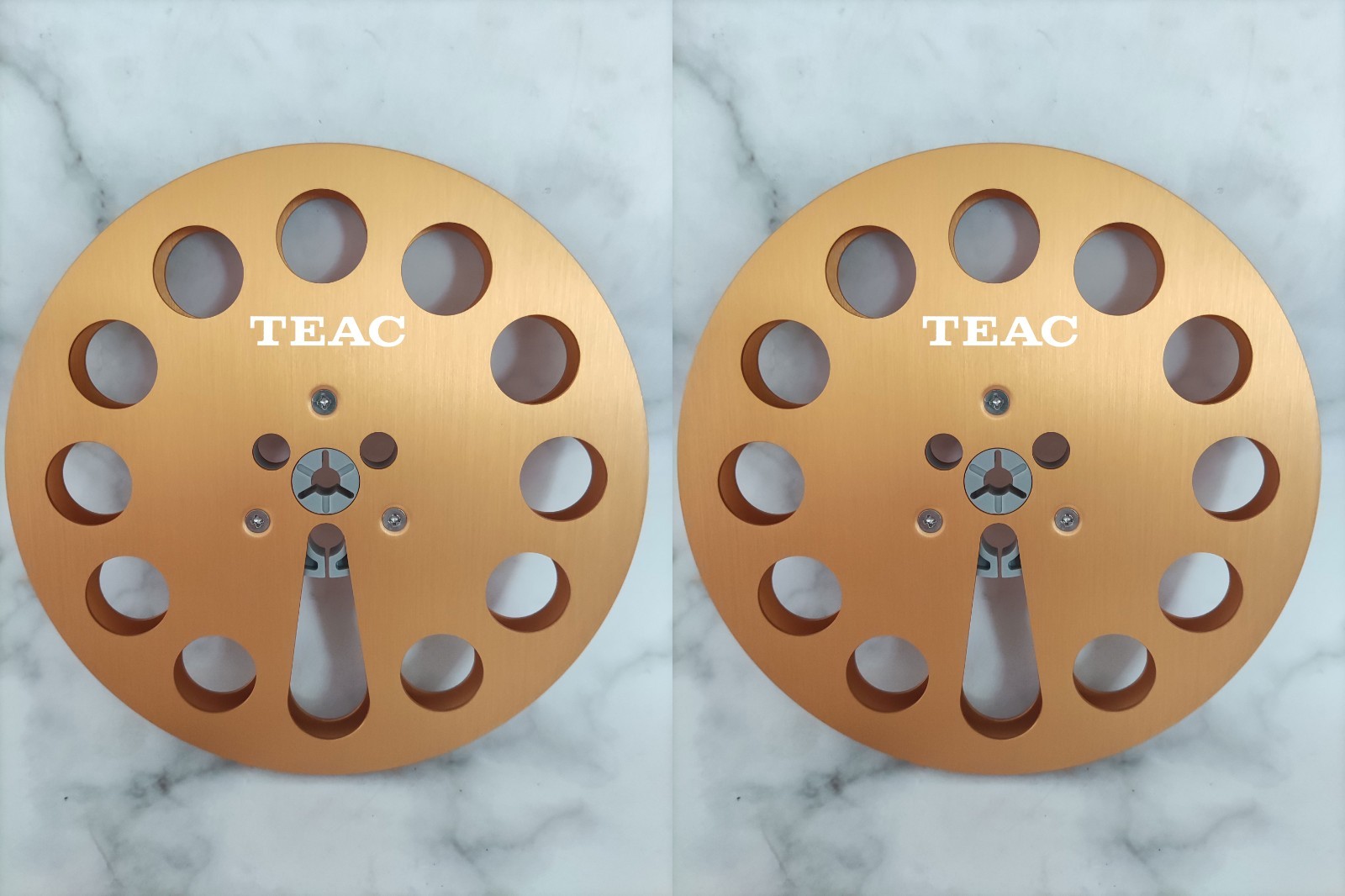 One Pair Silvery TAPE REEL TEAC 7” inch Light Metal Aluminum Take Up Reel