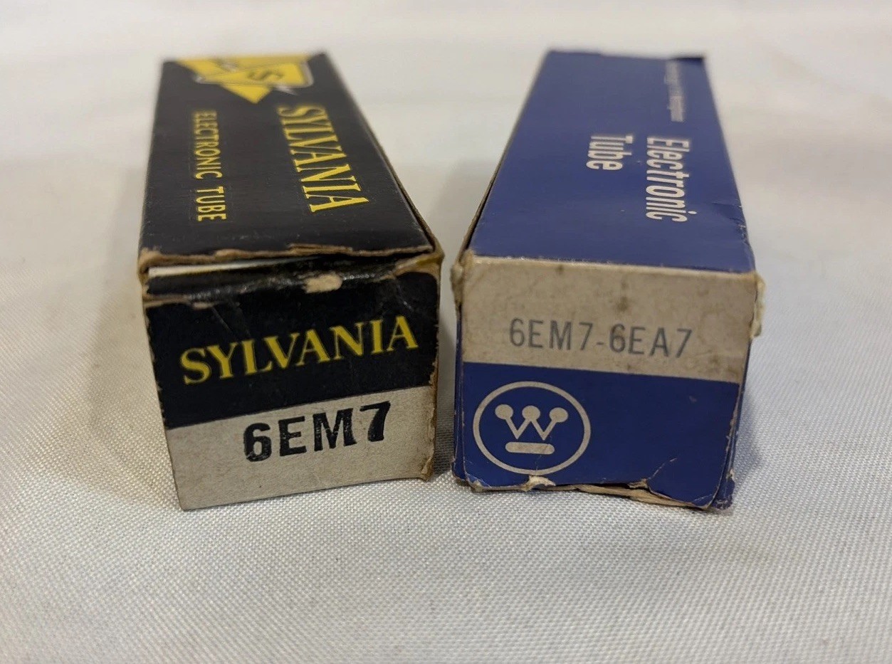 Lot of 2 Vintage Vacuum Tubes – Sylvania 6EM7 & Westinghouse 6EM7/6EA7 -Untested