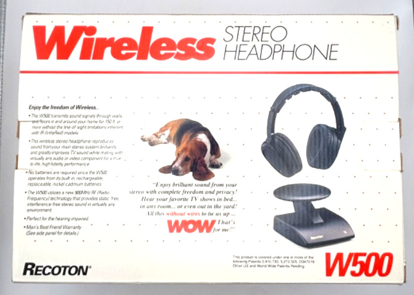 Vintage Recoton W500 Wireless Stereo Headphones 900MHz RF Open Box 1994