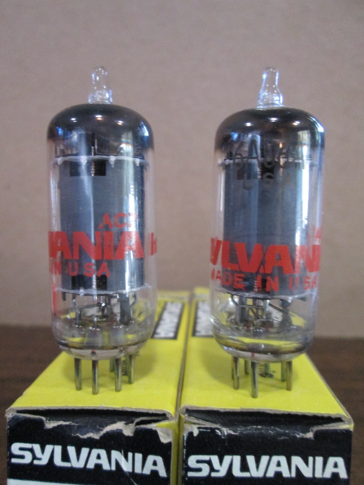 TWO NEW SYLVANIA 6AU6A HiFi Ham Radio Amp Vacuum Tubes Matching Codes IOB ha