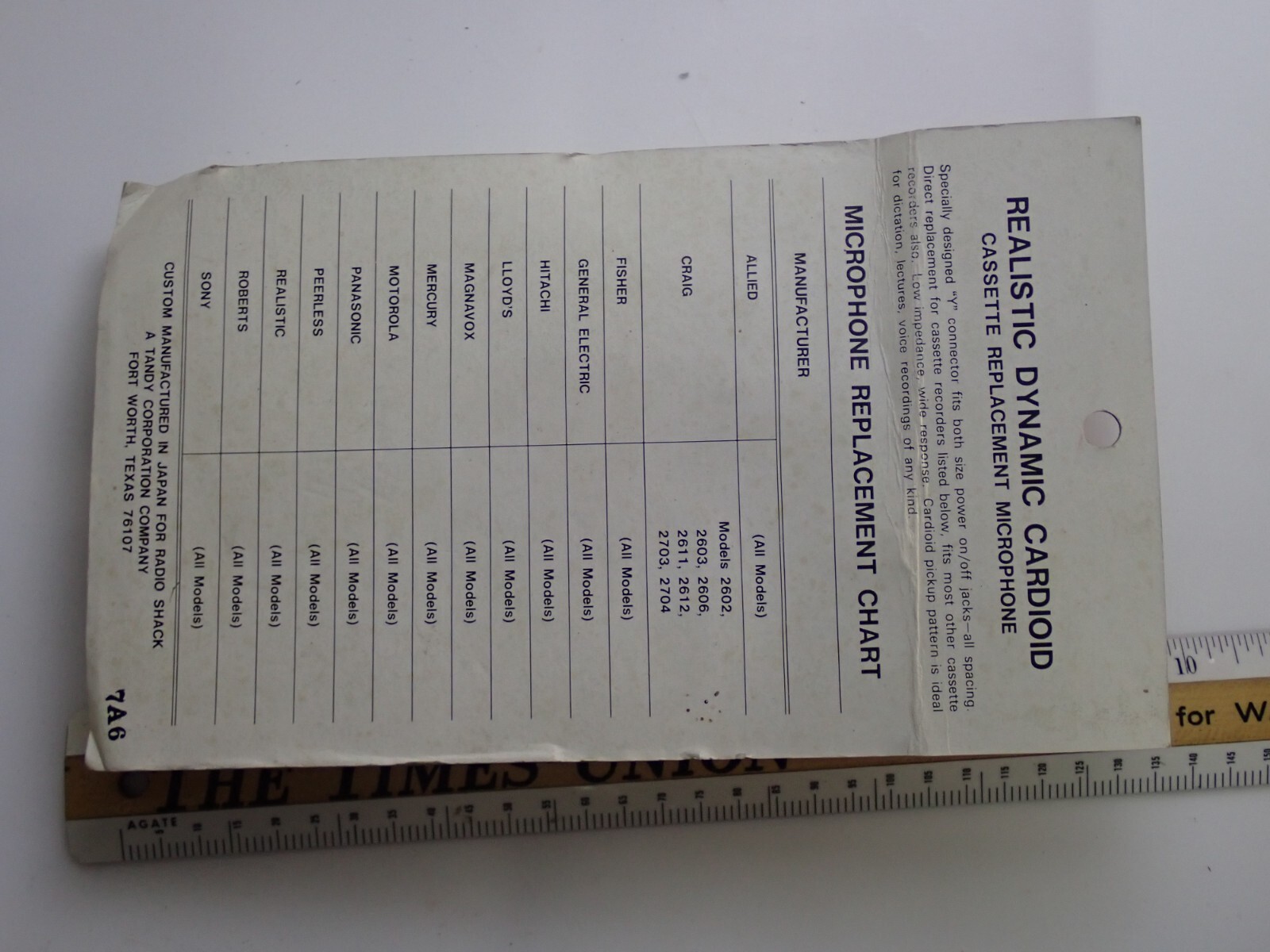 Vintage Realistic Universal Cassette Replacement Mike NOS GA17