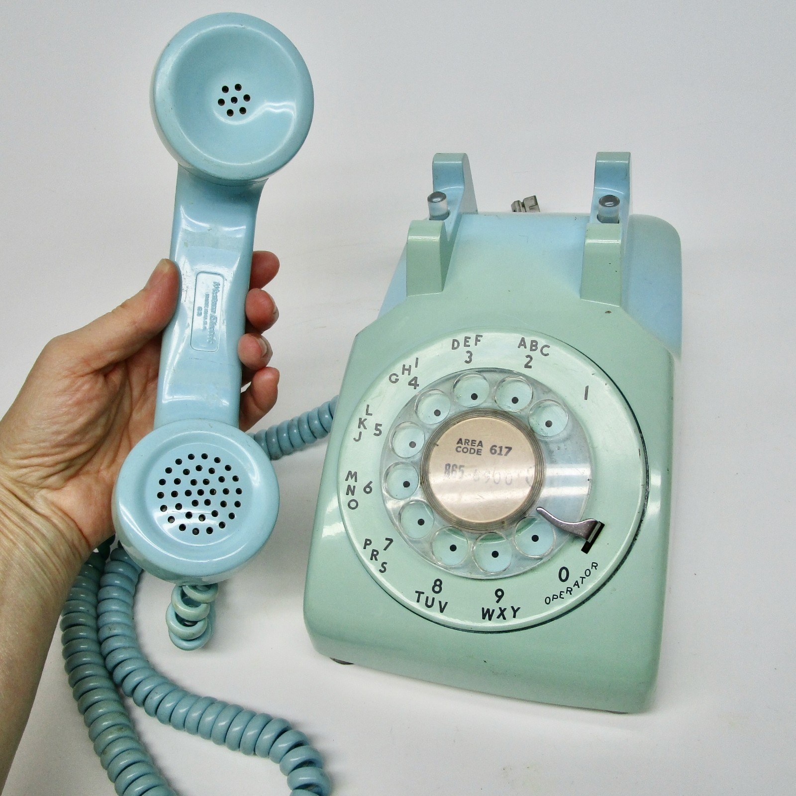 Vintage Bell System Western Electric rotary phone telephone turquoise blue green