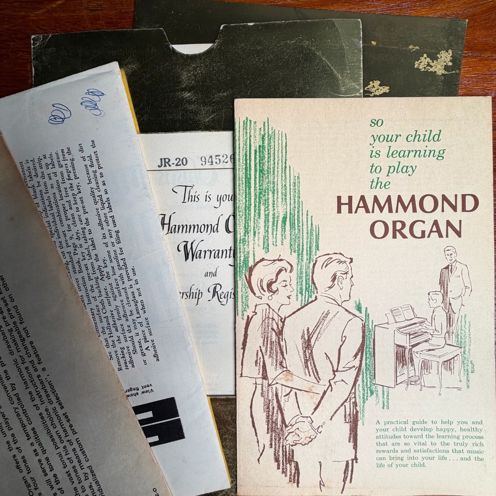VINTAGE HAMMOND ORGAN BROCHURE PRESETS LETTERS AND WARRANTY SLIPS
