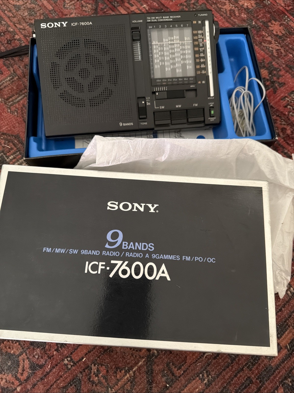 Sony ICF 7600A FM/MW/SW 9 Band Receiver Vintage Radio Mint In Box