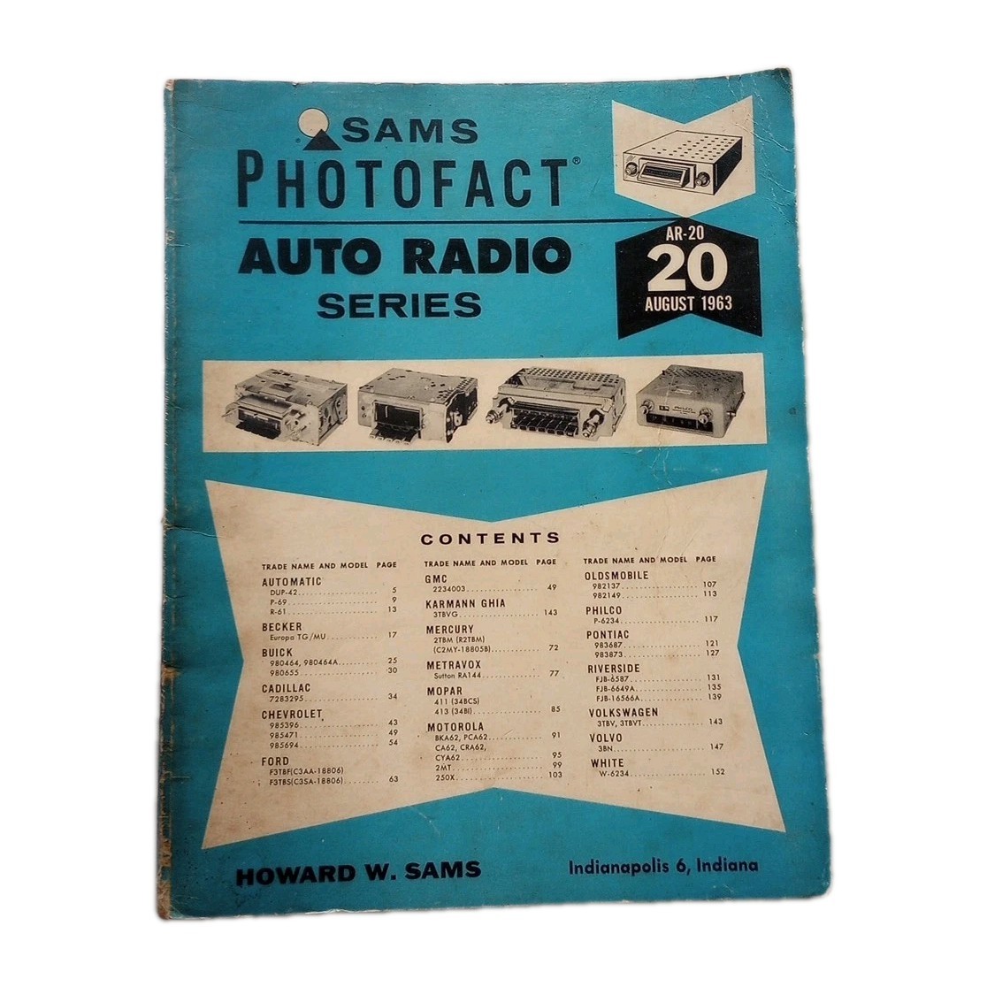 Sams Photofact AR 20 (Auto Radio Series AR 20) [Paperback] 1963