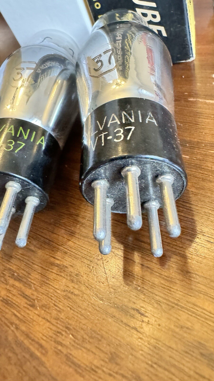 Pair Type VT 37 ST Bottle Globe Black Plate Power Tubes Sylvania SC251A SC966P