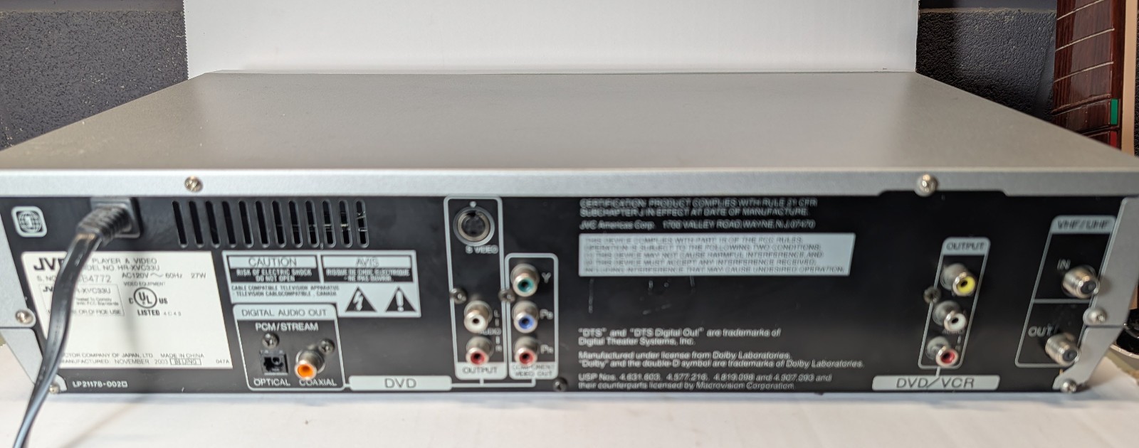 JVC HR-XVC33U DVD VCR Combo Hi-Fi VHS Recorder – w/ Remote and Manual