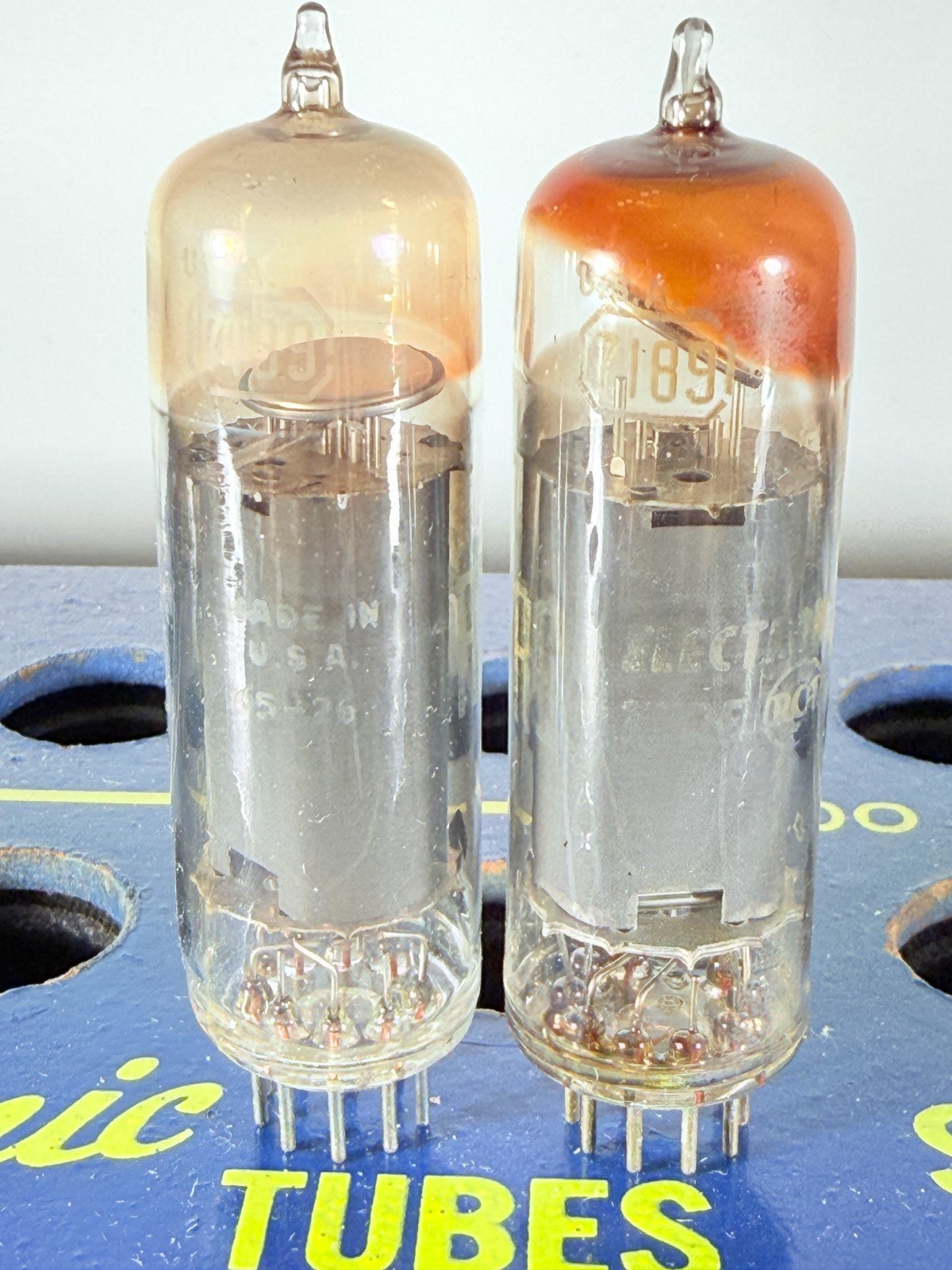 Matched Pair RCA 7189 EL84 6BQ5 Disk Getter Tested Good Tube