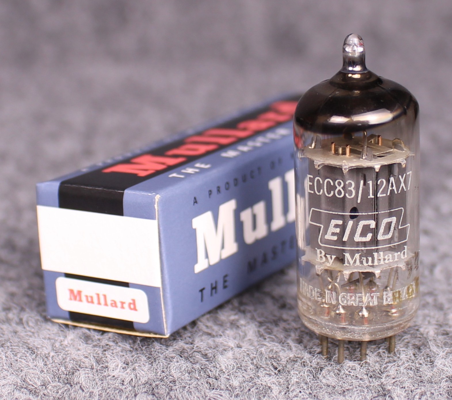 (1) ANOS Mullard Eico ECC83 Long Plate Tube ~ ’59 Blackburn ~ TESTS @ NOS LEVELS