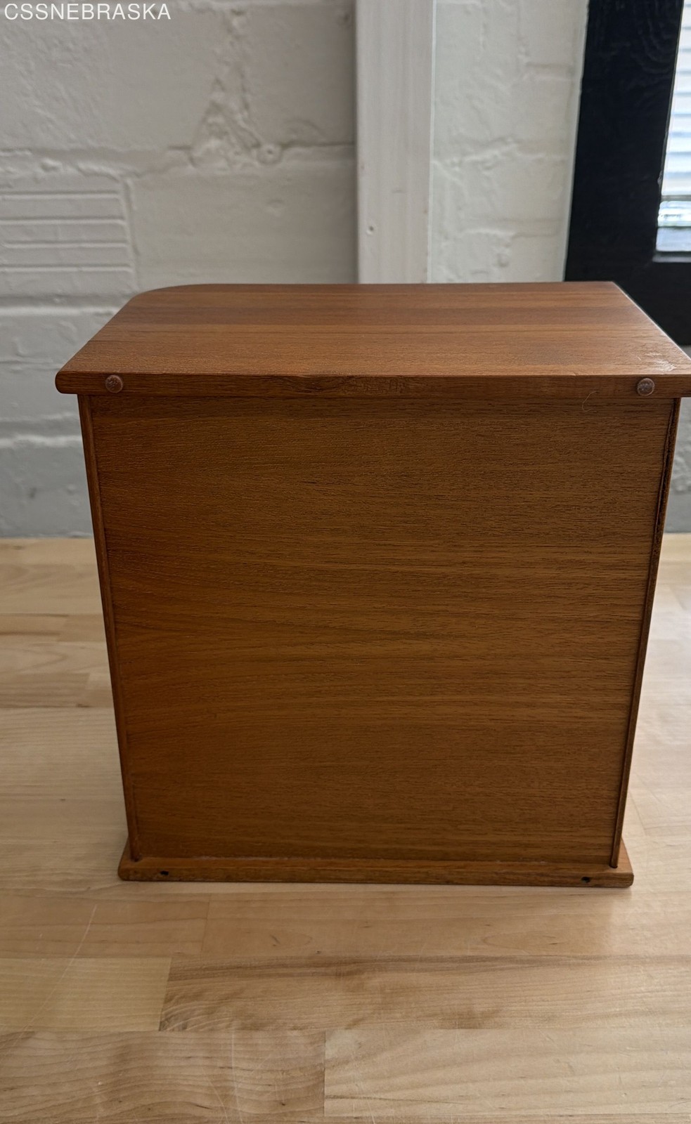 A.L.S. Industries Wood Tambour Roll Top Cassette Tape Storage Cabinet Vintage