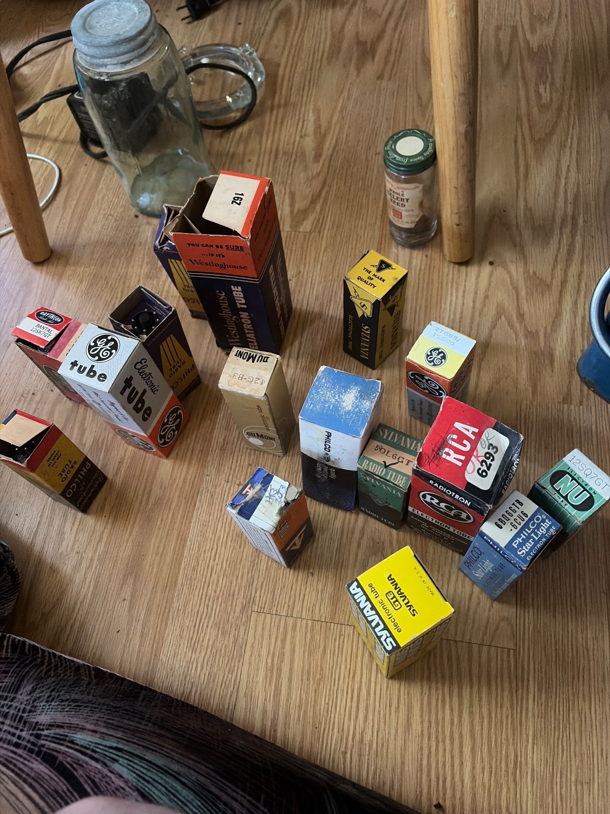 18 radio tubes for sale open box some nsos philco,rca, ge. some are tv???