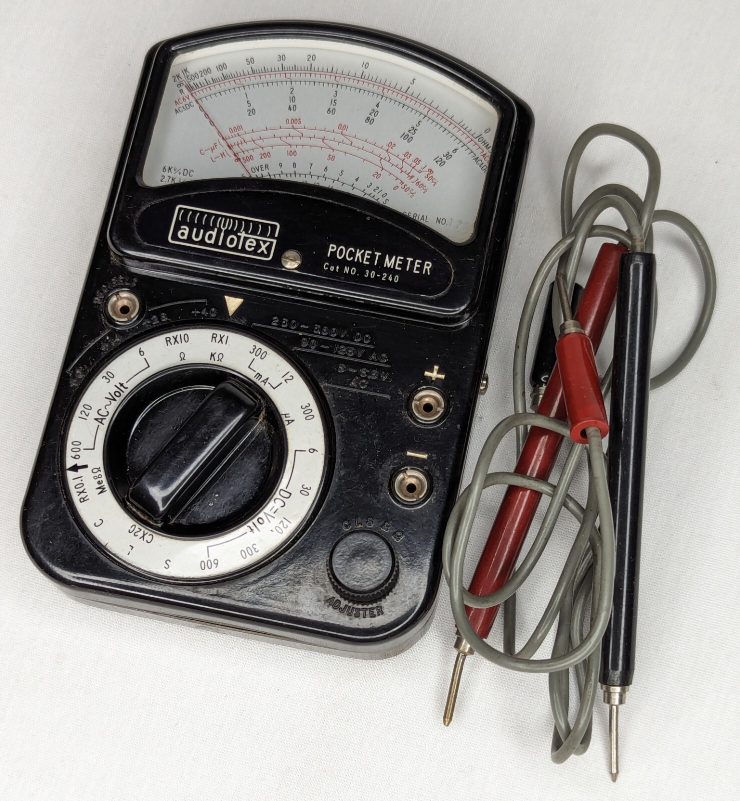 Vintage Audiotex All Purpose Test Pocket Meter 30-240 w/ Probes Japan – Untested