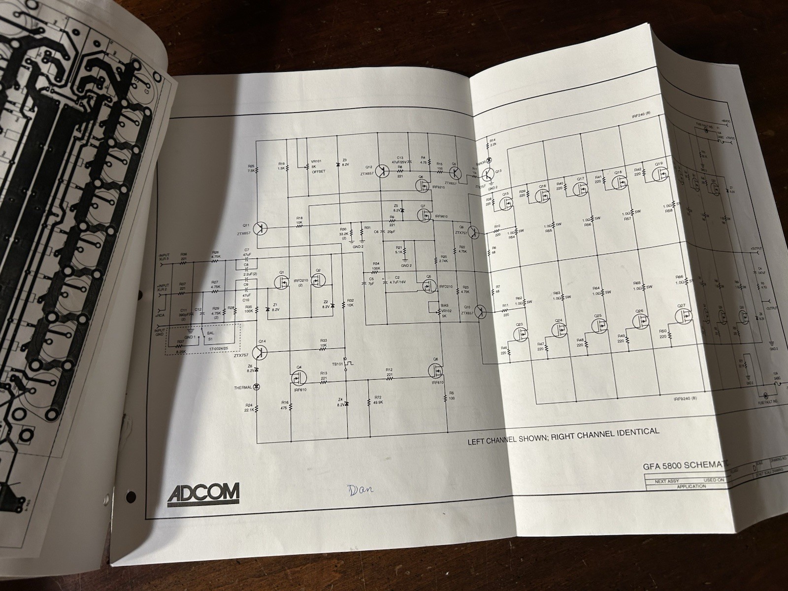 ADCOM GFA-5800 Power Amplifier Amp Service Manual Original OEM Vintage