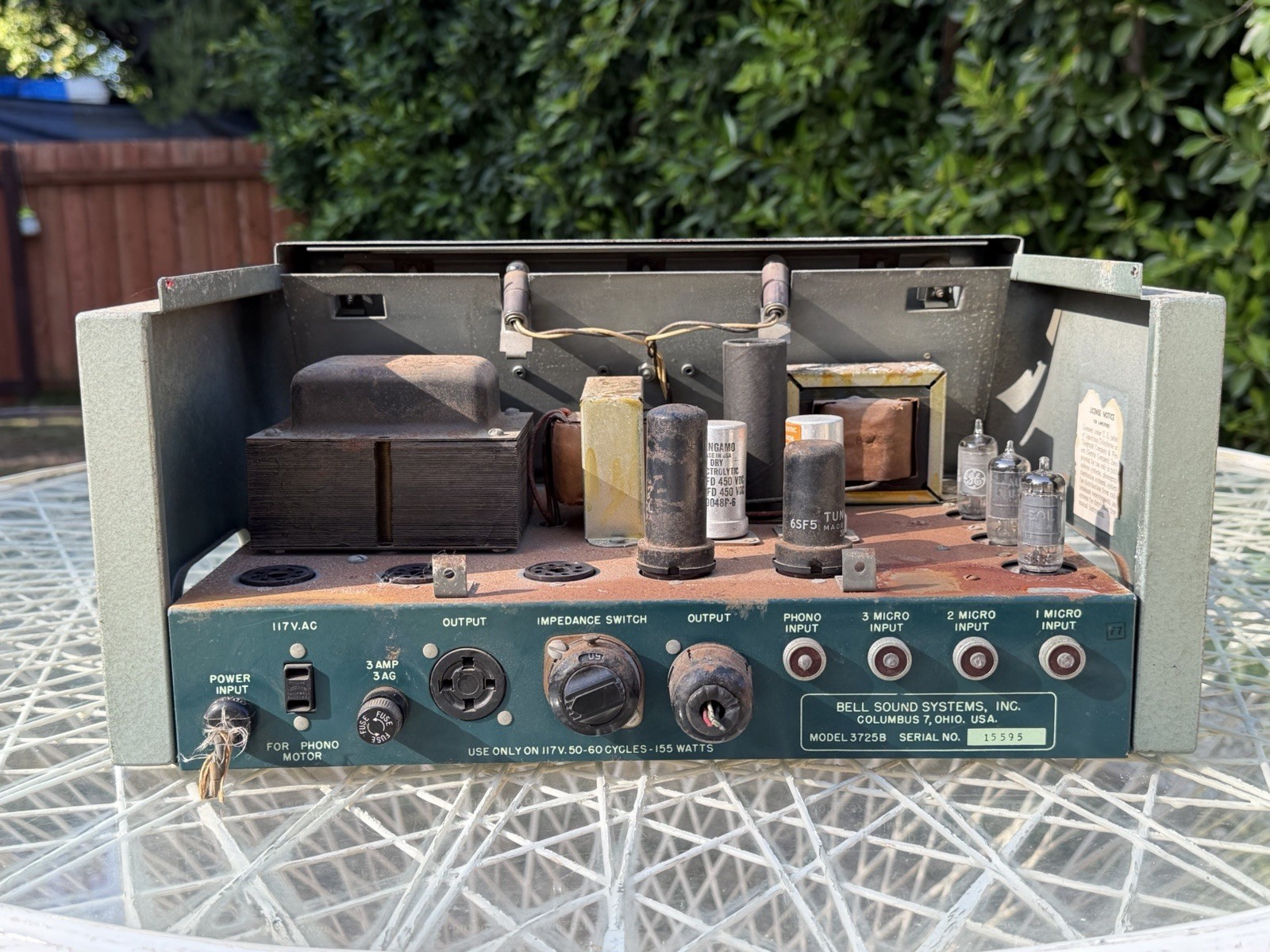 1950s Bell Sound Systems 3725B Vacuum Tube Amplifier PARTS/REPAIR