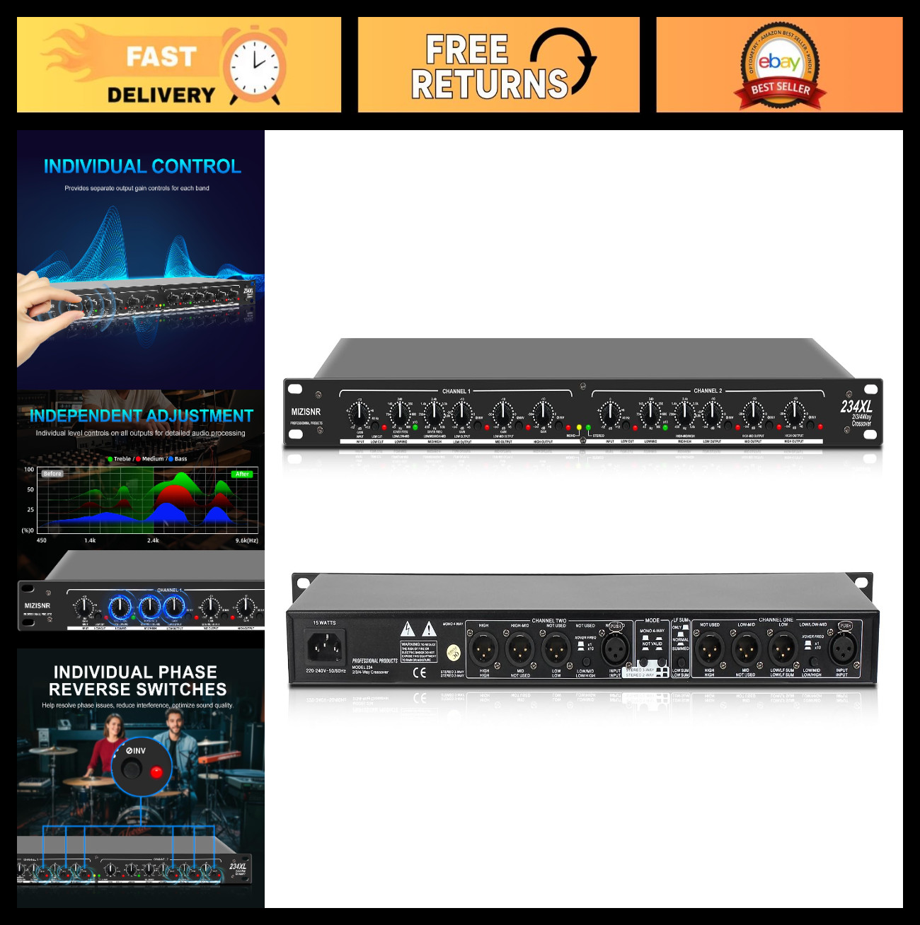 2/3 Way Stereo & 4 Way Mono Crossover, XLR Input/Output, PA System Sound Process