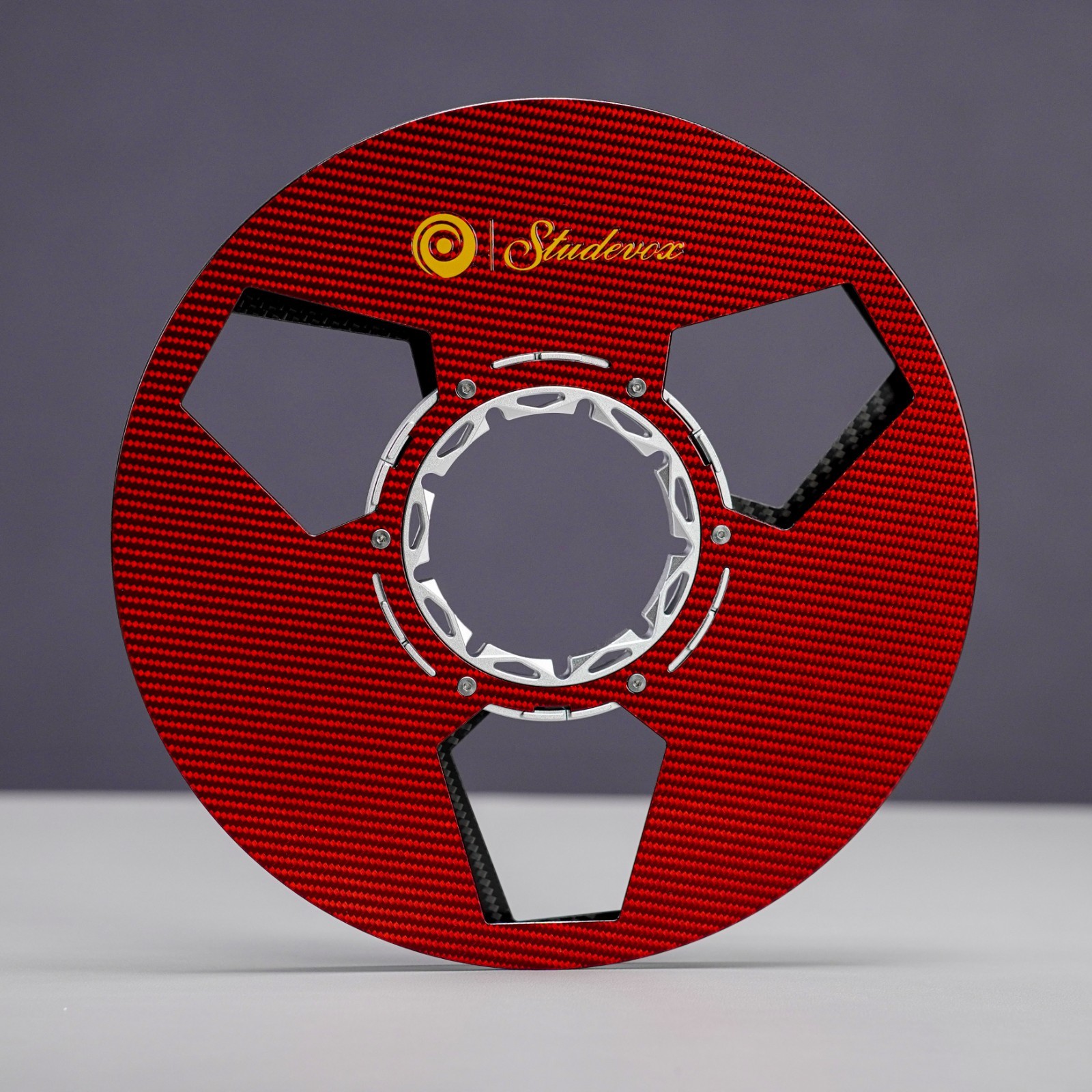 1X Studevox Pro Black/Red 10.5″ Carbon Fiber 1/4″ Tape Reel For Tape Recorders