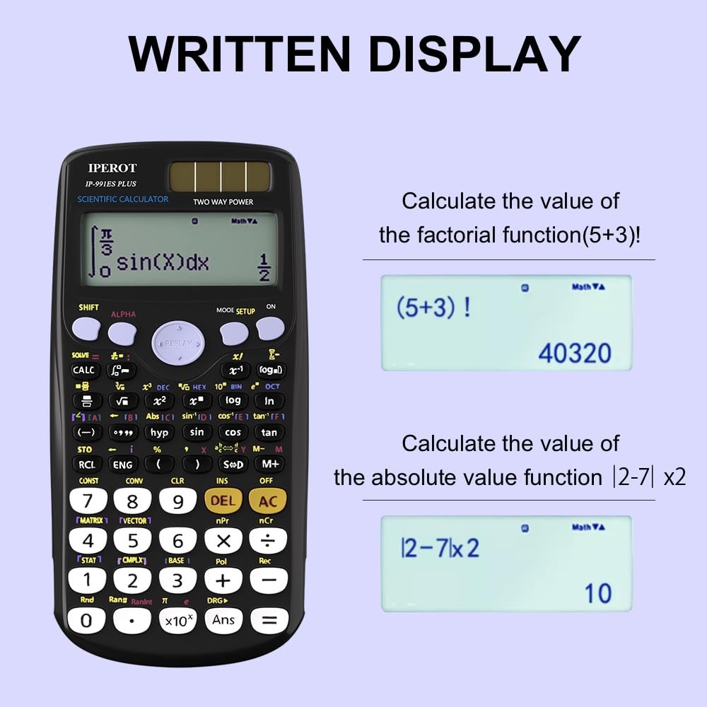 Scientific Calculators, IPEROT Black Math Calculator with 417 Function, BLACK