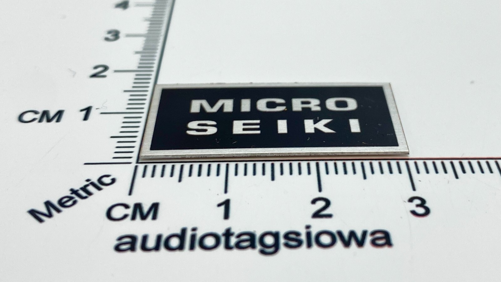 Micro Seiki Silver Logo Badge For Dust Cover Custom Made Metal 30mm x 15mm